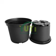 China Injection Custom Gal Greenhouse Nursery Outdoor Large 1 3 5 Gallon Black Plastic Flower Plant Pots manufacturer