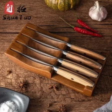 China 1/4/6pcs damascus steak knife set with olive wood handle manufacturer