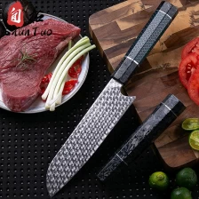 China China 110-layers Damascus Santoku Knife with resin handle wholesale manufacturer