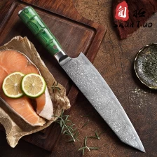 China Wholesale China Damascus Kiritsuke Knife with Double steel head colored wood handle manufacturer