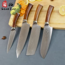 China Wholesale 4pcs Damascus Knife set with blood sandalwood handle manufacturer