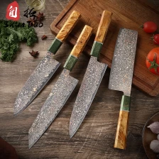 China China 4pcs Damascus Knife set with Stabilized wood octagonal handle manufacturer