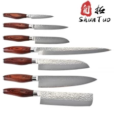 China 7pcs Damascus Forging Knife set with colorful wood handle wholesale manufacturer