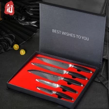 China China Wholesale 5 pcs VG10 damascus knife set custom gift box packing manufacturer