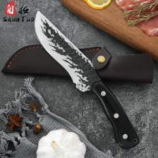 China Forging 4Cr13mov stainless steel butcher slaughter knife, with bark ash wood handle manufacturer