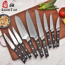 Chine Élevez votre cuisine : ensemble de couteaux de cuisine en bois noir à double tête en acier de 10 pièces fabricant