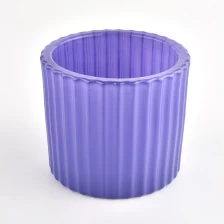 China Luxury thick wall 8oz glass candle holders stripe glass candle jars manufacturer