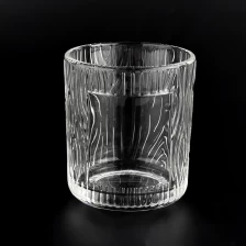 China Custom Label Glass Candle Holder Tree Embossed Pattern Glass Candle Jars manufacturer