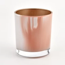 China OEM luxury pink glass candle jar glossy candle vessel manufacturer