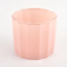 China 280ml pink vertical stripe glass candle jar wholesale manufacturer