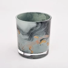 China handmade painting glass candle jar unique design glass candle holder manufacturer