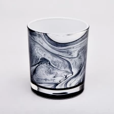 China custom black hand paint  8oz glass candle jar manufacturer