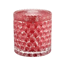 China Home red with lids glass candleholders custom empty candle vessels manufacturer