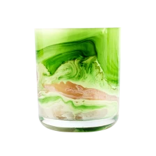 China Hot sale 390ml green glass candle jar with round bottom supplier manufacturer