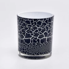 China Wholesale Hand Painted Glass Candle Jar Black Cracks Glass Candle Jar manufacturer