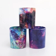 China Galaxy Painting Glass Candle Holders Wholesale manufacturer