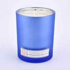 China electroplate silver glass candle vessel sky blue glass candle jar supplier manufacturer