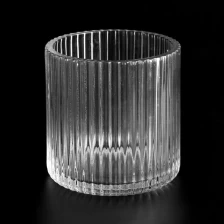 China Striped Pattern Glass Candle Jars Glass Candle Holders For Candle Making manufacturer