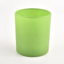 China Luxury frost green glass candle jar round big glass candle holder manufacturer