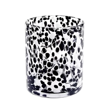 China Wholesale home decor glass candle jars black spots glass vessels manufacturer