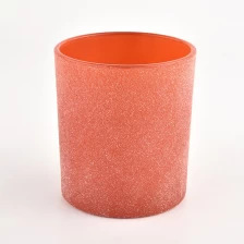 China Customize Empty Orange Frosted Glass Candle Jars Candle Holders Decoration manufacturer
