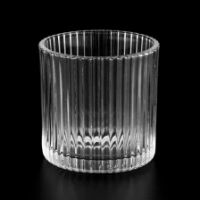 China Wholesale Ribbed Glass Candle jars Popular Ribbed Glass Candle Holders manufacturer
