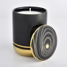 China Customized Black Ceramic Candle Jars with Lids For Sale manufacturer