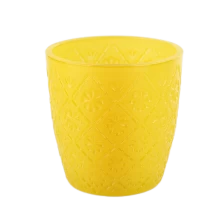 China yellow glass candle container 6oz glass candle jar with home decor manufacturer
