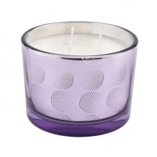 China unique glass candle container empty purple glass candle jars for candle making manufacturer