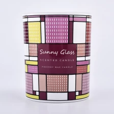 China luxury lattice design glass vessel 10oz 12oz glass candle jar with home decor manufacturer