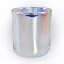 China 8oz Iridescent Holographic glass candle jar with round bottom wholesale manufacturer