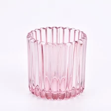 China Wholesale 8oz 10oz Home Decoration Small Vertical Stripe Glass Candle Jar for Candles manufacturer