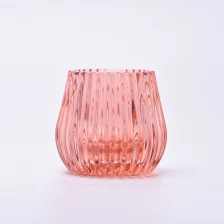 China custom vertical stripe transparent color glass candle container supplier manufacturer