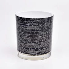 China Wholesale glass candle containers with black crack decor manufacturer