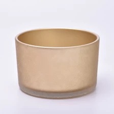 China Matte Gold Glass Candle Vessel Jumbo Glass Candle Jars Wholesale manufacturer