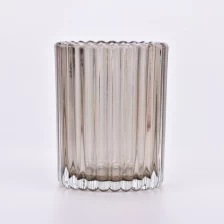 China Ribber Glass Candle Jar Stripe Glass Candle Holders manufacturer
