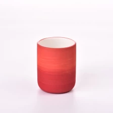 China 165ml Red Ceramic Candle Holders Customized Color Ceramic Vessel for Candle Making manufacturer