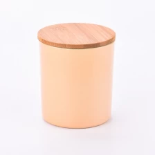 China Solid colour glass candle vessels for candle making with wooden lid manufacturer