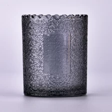 China Black Glass Candle Holders Black Embossed Candle Glass Wholesale manufacturer