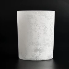 China handmade scented candle glass white frosted decorative glass candle jar manufacturer