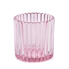 China Pink Glass Candle Vessels 9oz Wax Capacity Glass Candle Holders manufacturer
