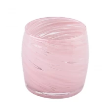 China Empty Handmade Colorful glass vessel Large Cylinder Pinnk Glass Candle Jars manufacturer