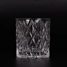 China Luxury Diamond Pattern Glass Candle Holders 8oz Glass Candle Jars Wholesale manufacturer