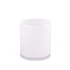China Hand Made 400ml White Glass Candle Holders manufacturer