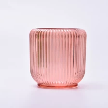 China custom colored stripe glass candle jar soy wax candle glass jar supplier manufacturer