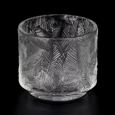 China Leaf Pattern Embossed Glass Candle Vessels Popular Candle Glass manufacturer