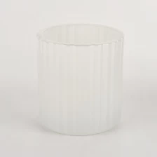 China Retro Small white Vertical Ribbed Glass Candle jar supplier manufacturer