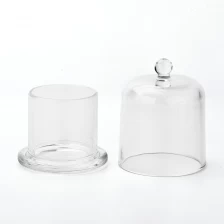 China Glass Cloche 2 Sets Display Dome Cloche Clear Glass Dome Candle Glass Jar Cloche Dome  manufacturer