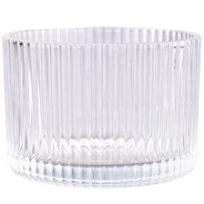 China Luxury High Quality Stripe Glass Candle Vessels Ribber Glass Candle Jars For Decoration manufacturer