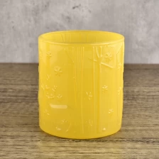 China customized yellow colored glass candle jar with home decor manufacturer